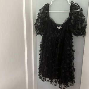 Black butterfly babydoll dress